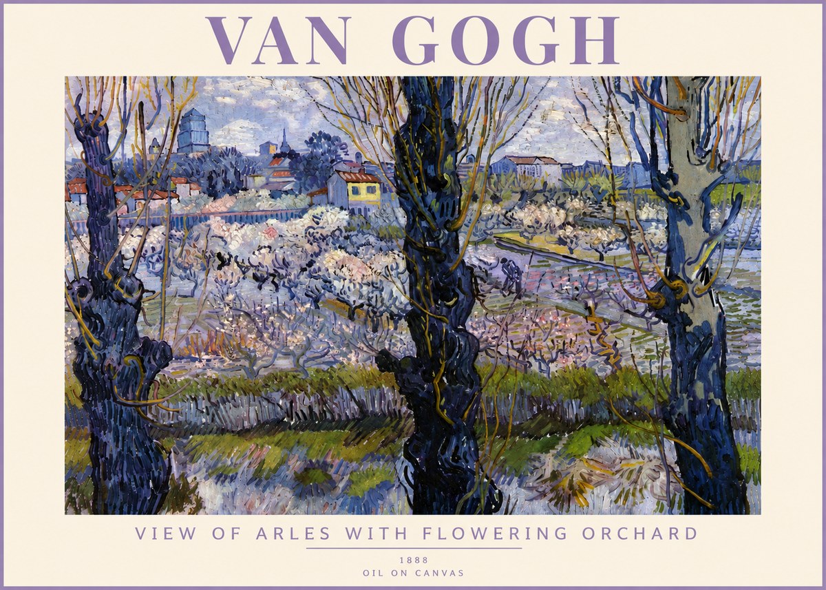 Van Gogh View of Arles with Flowering Orchard No5 - Póster