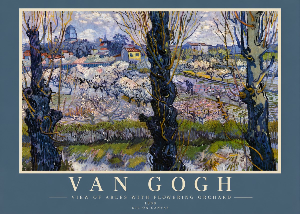 Van Gogh View of Arles with Flowering Orchard No6 - Póster