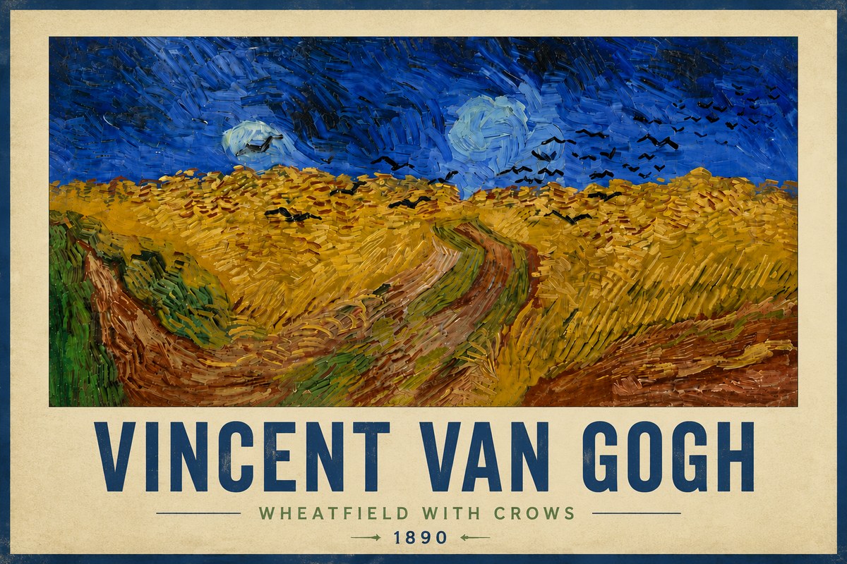 Van Gogh Wheatfield with Crows No6 - Póster