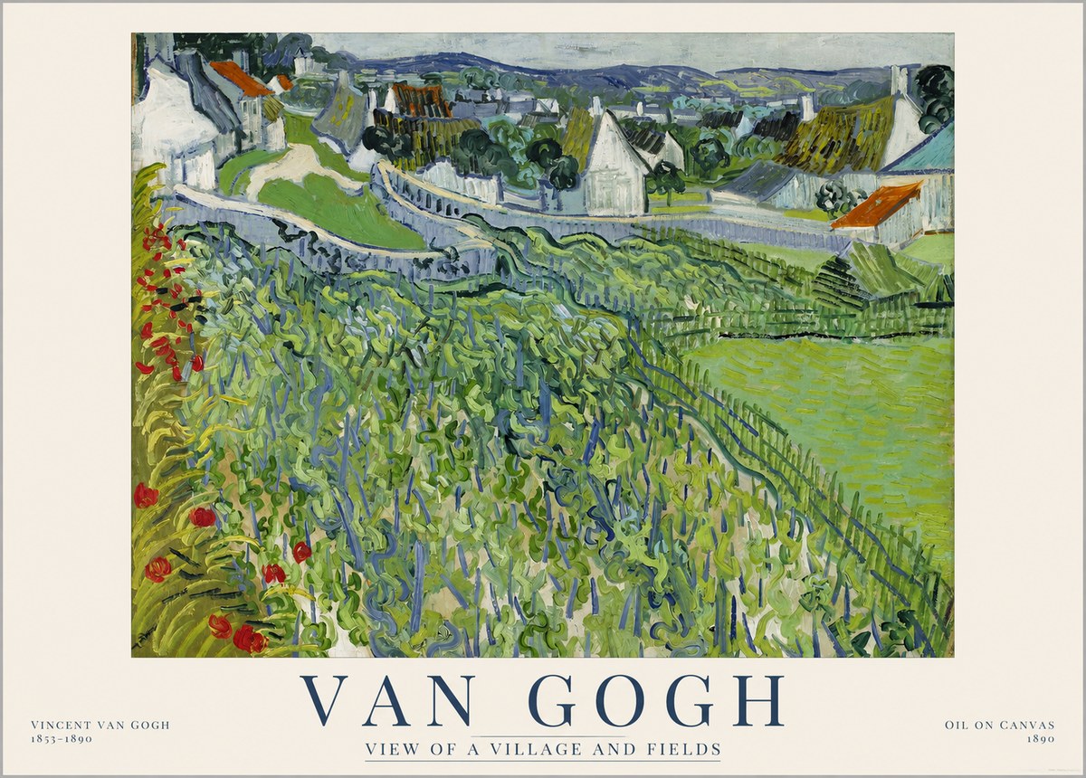 Van Gogh View of a Village and Fields No1 - Póster