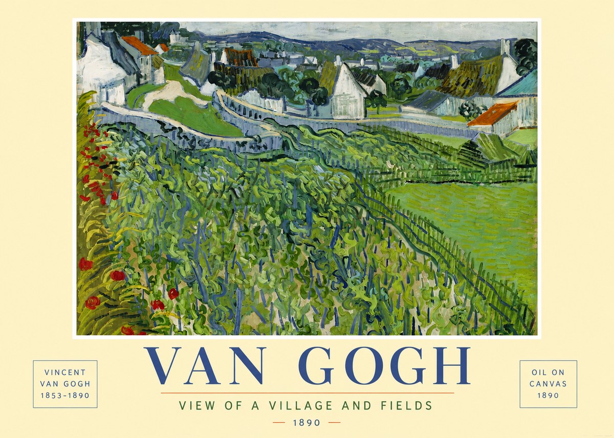 Van Gogh View of a Village and Fields No6 - Póster