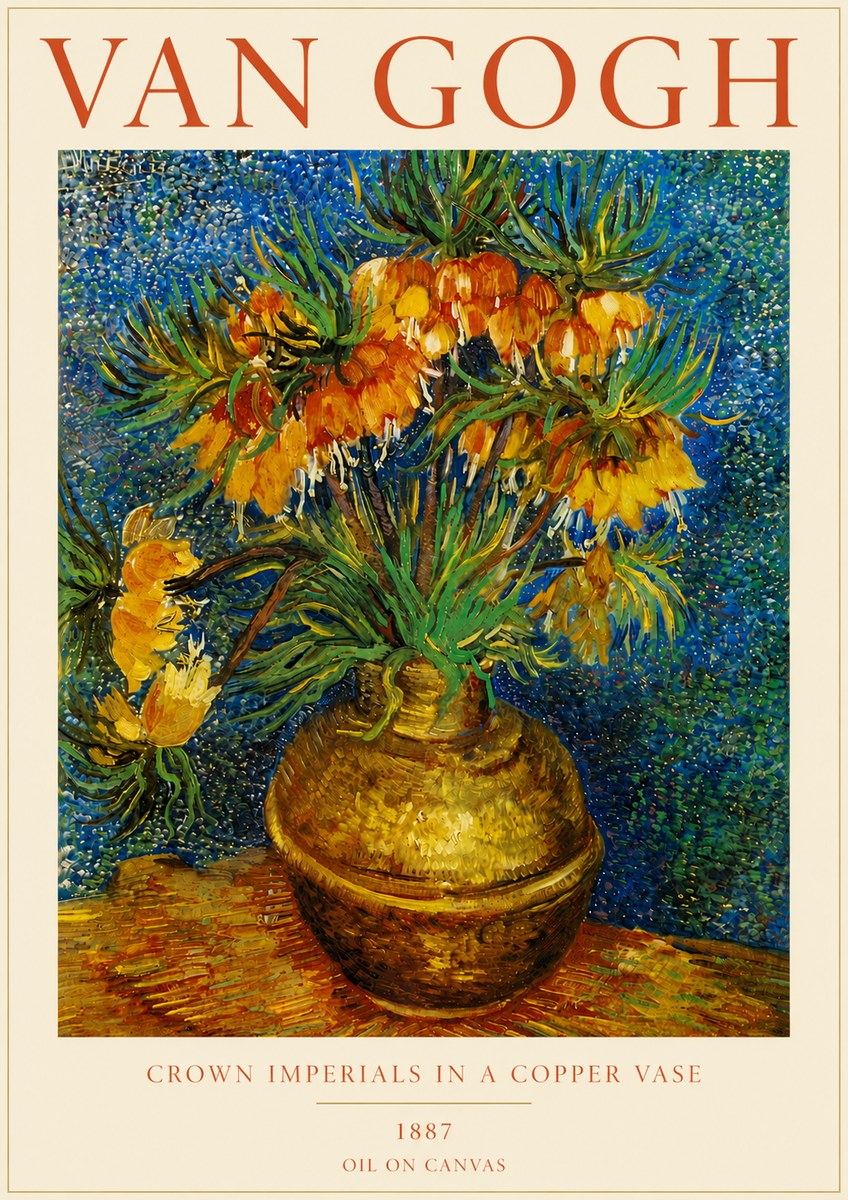 Van Gogh Crown Imperials in a Copper Vase No5 - Póster