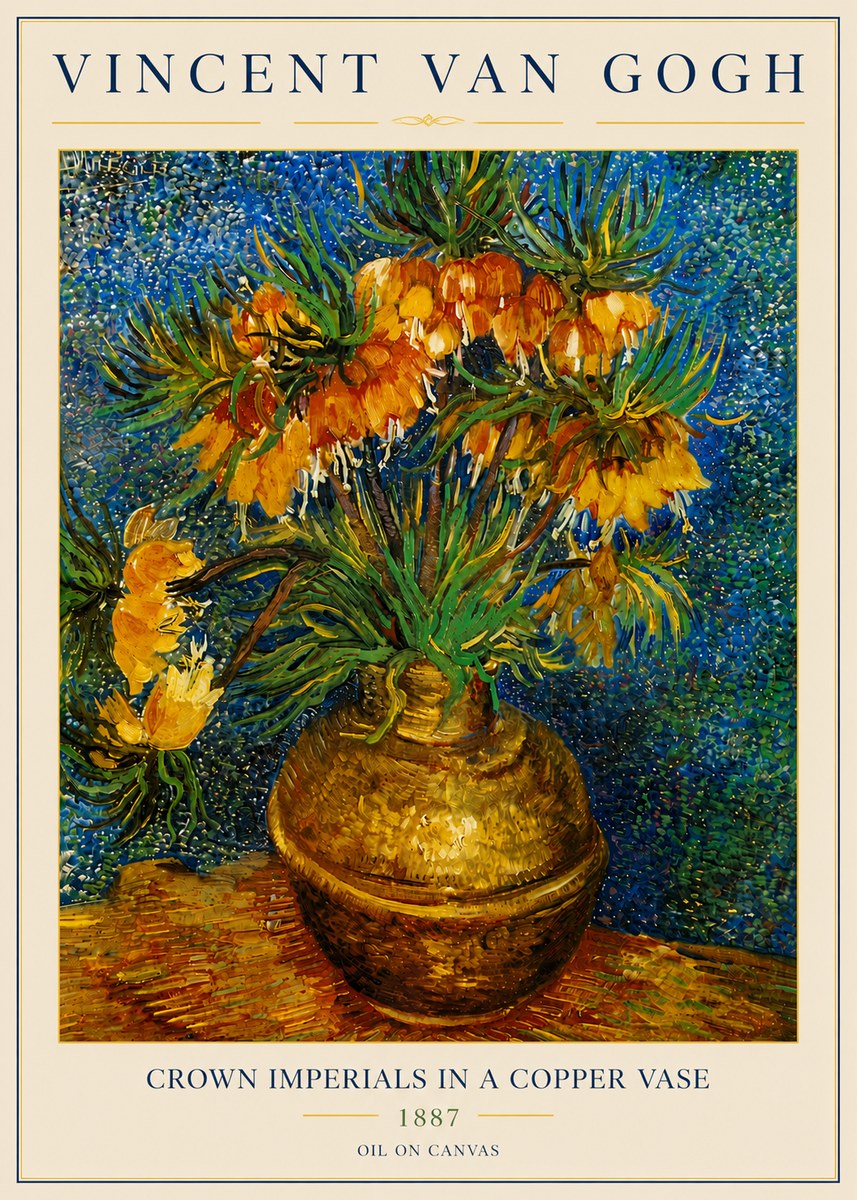 Van Gogh Crown Imperials in a Copper Vase No6 - Póster