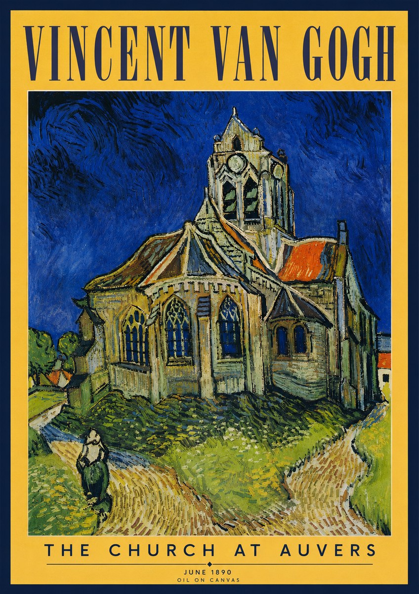 Van Gogh The Church at Auvers II No3 - Póster