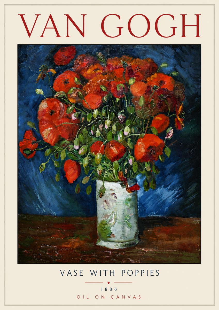 Van Gogh Vase with Poppies No4 - Póster