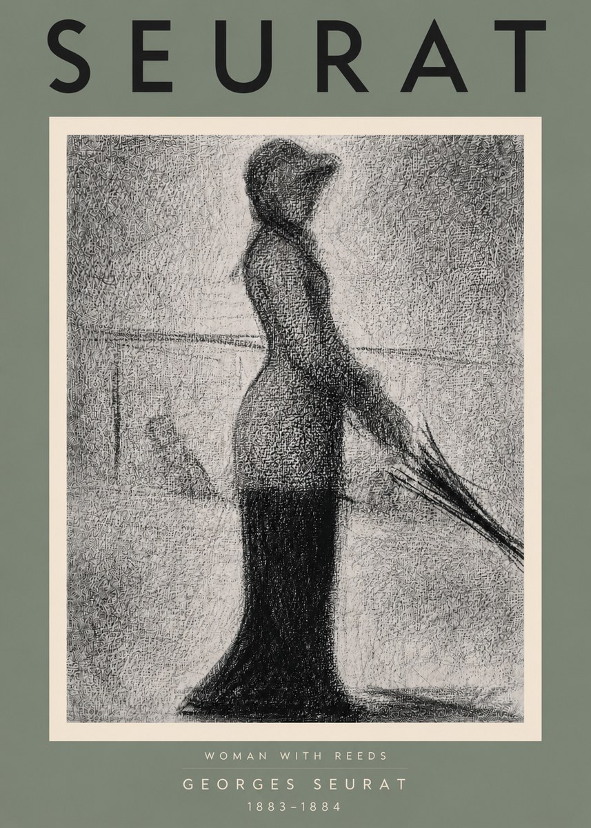 Seurat Woman with Reeds No4 - Póster