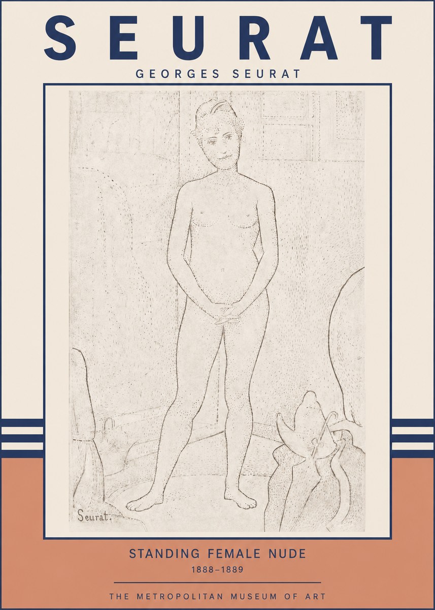Seurat Standing Female Nude No3 - Póster