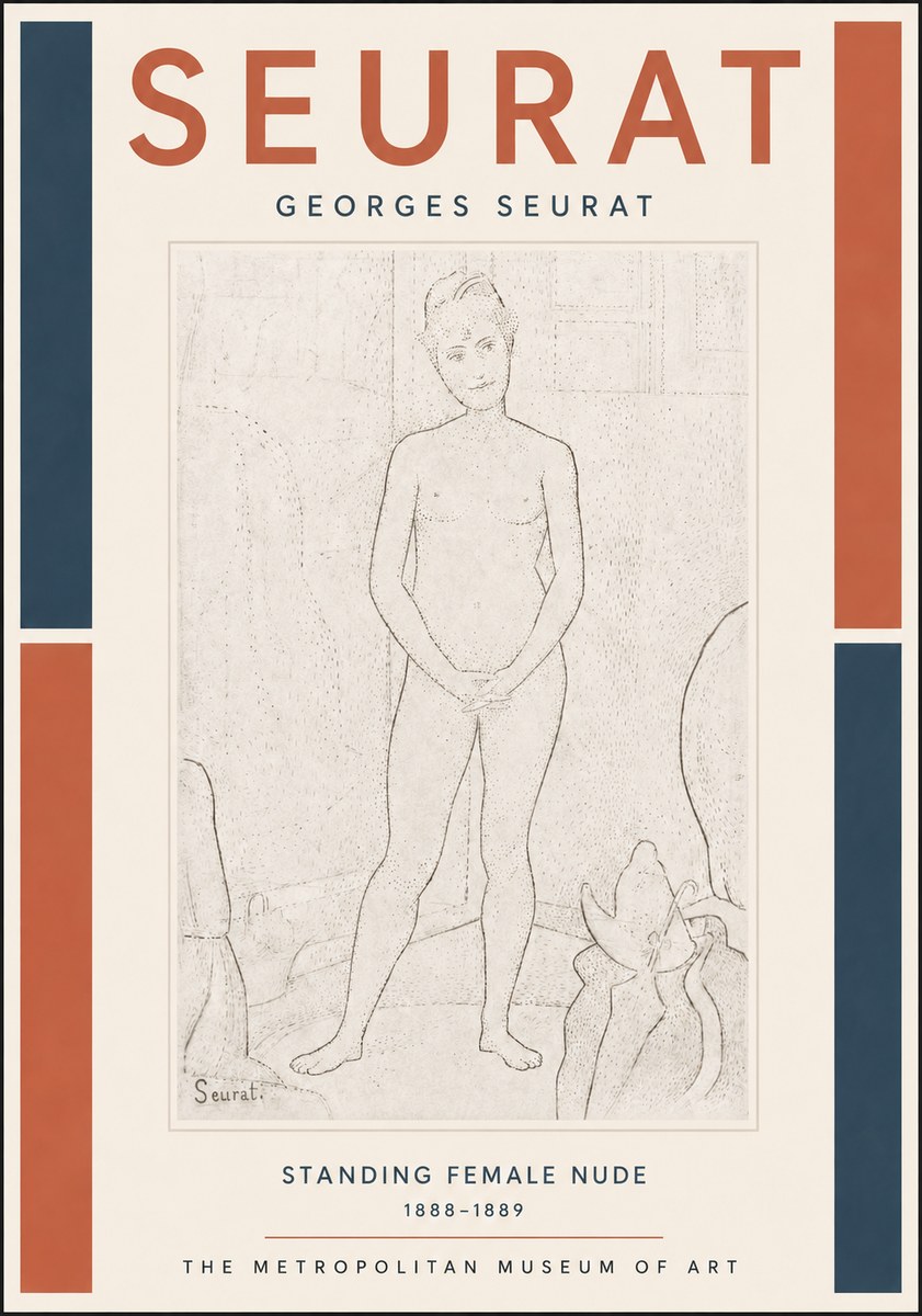 Seurat Standing Female Nude No5 - Póster