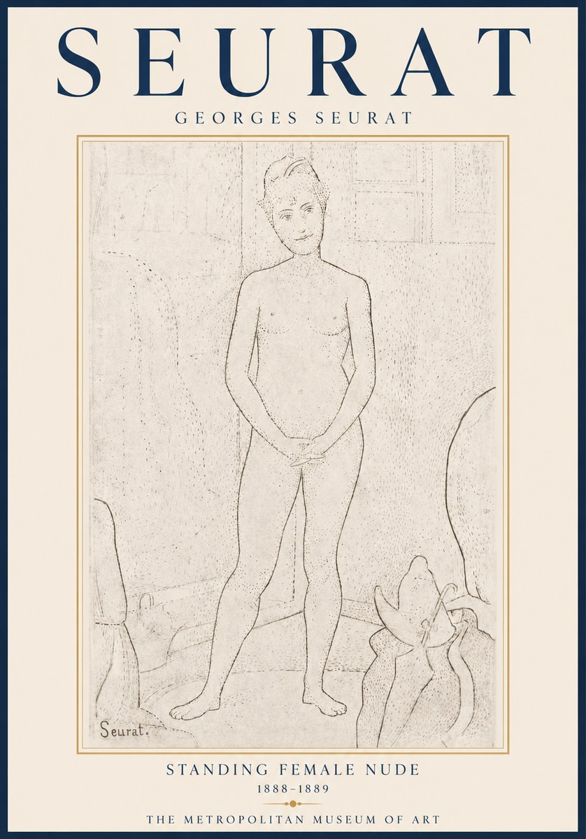 Seurat Standing Female Nude No6 - Póster