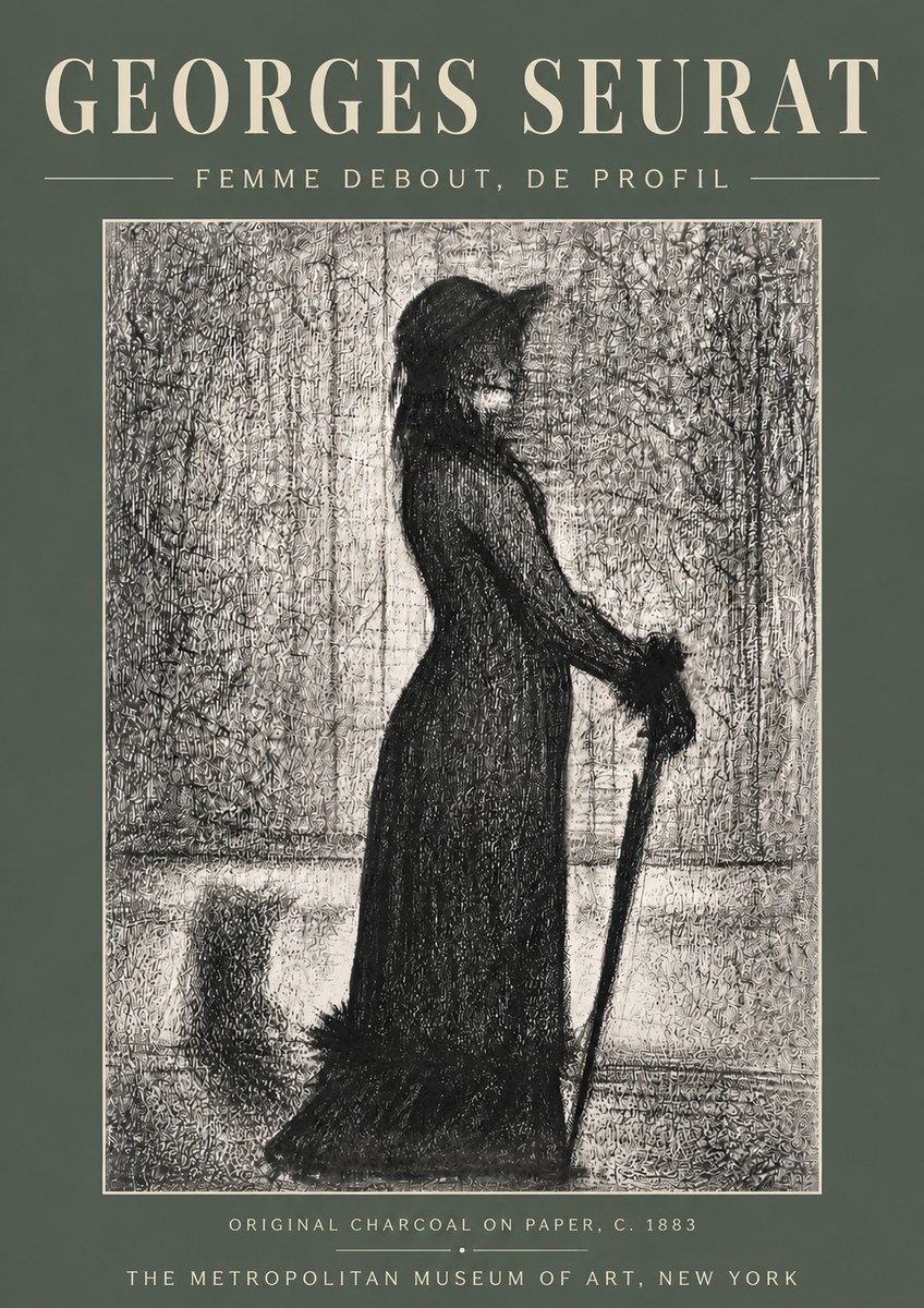 Seurat Femme Debout, De Profil No5 - Póster
