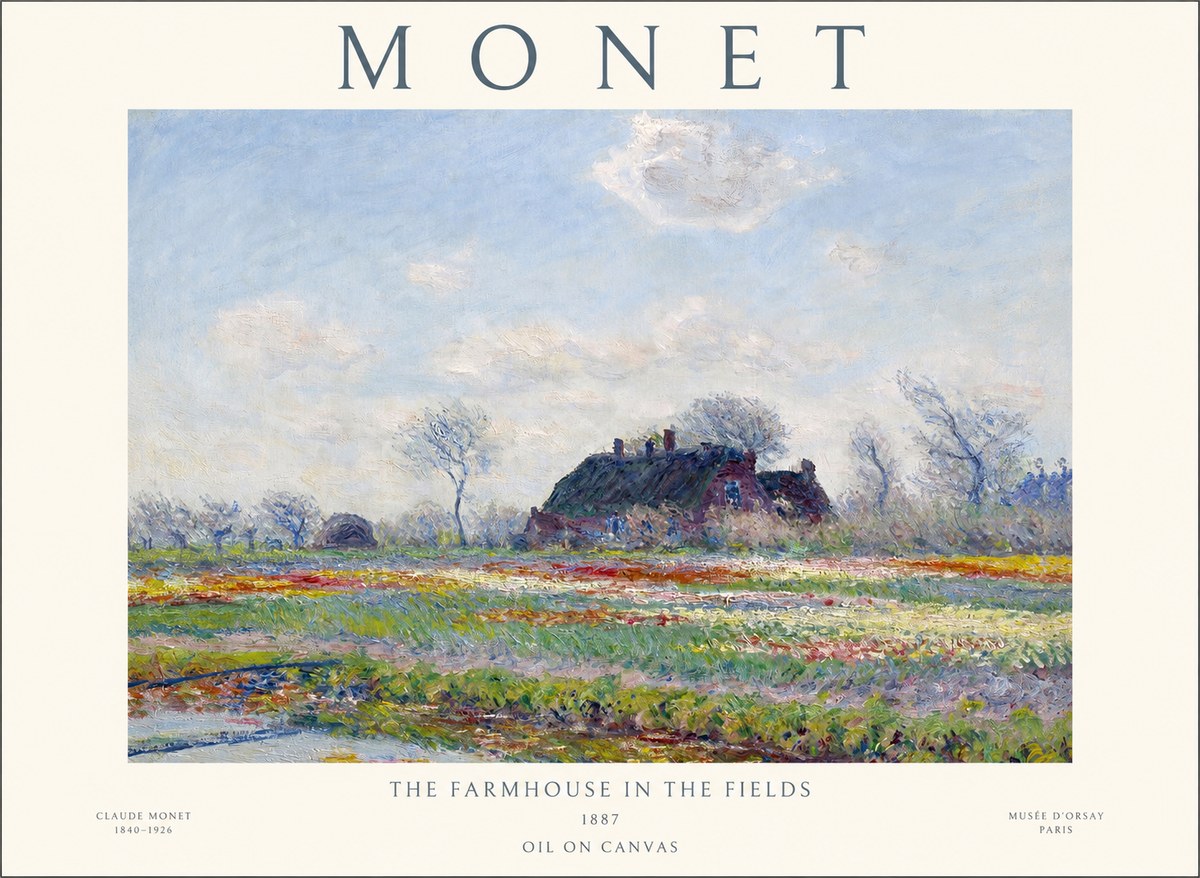 Monet The Farmhouse in the Fields No1 - Póster