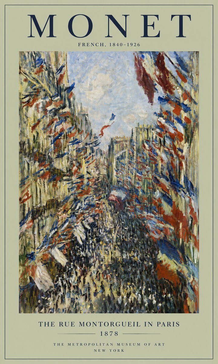 Monet The Rue Montorgueil in Paris No4 - Póster