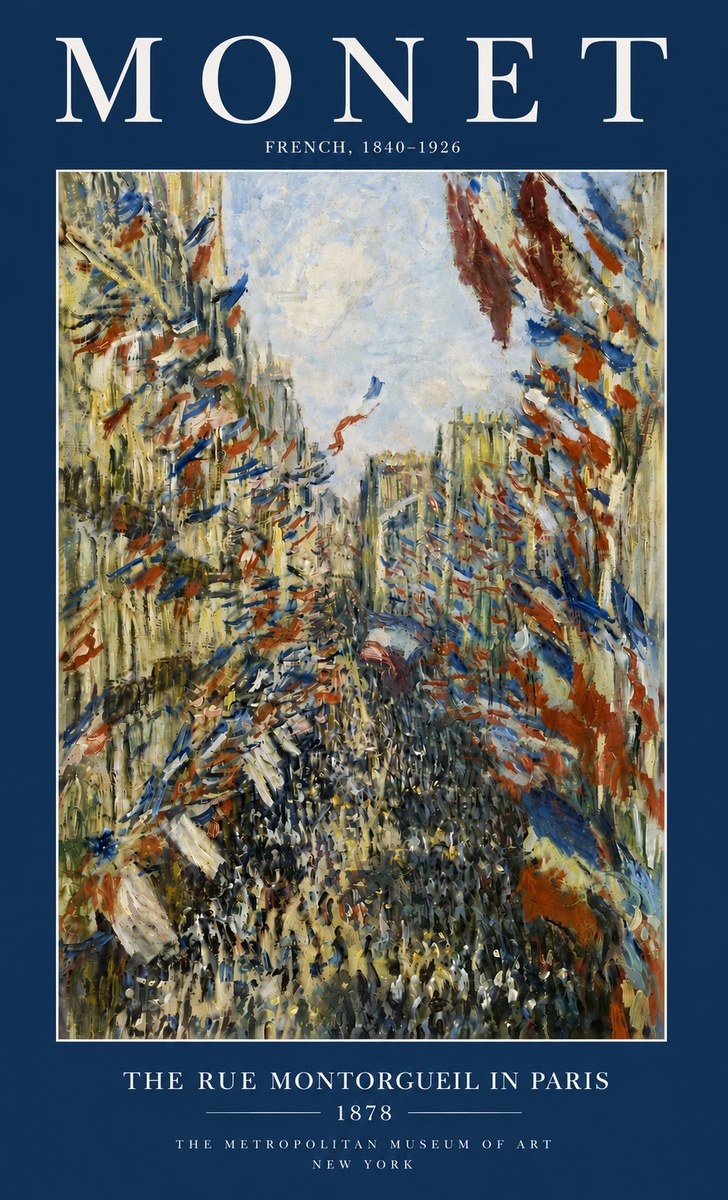Monet The Rue Montorgueil in Paris No6 - Póster