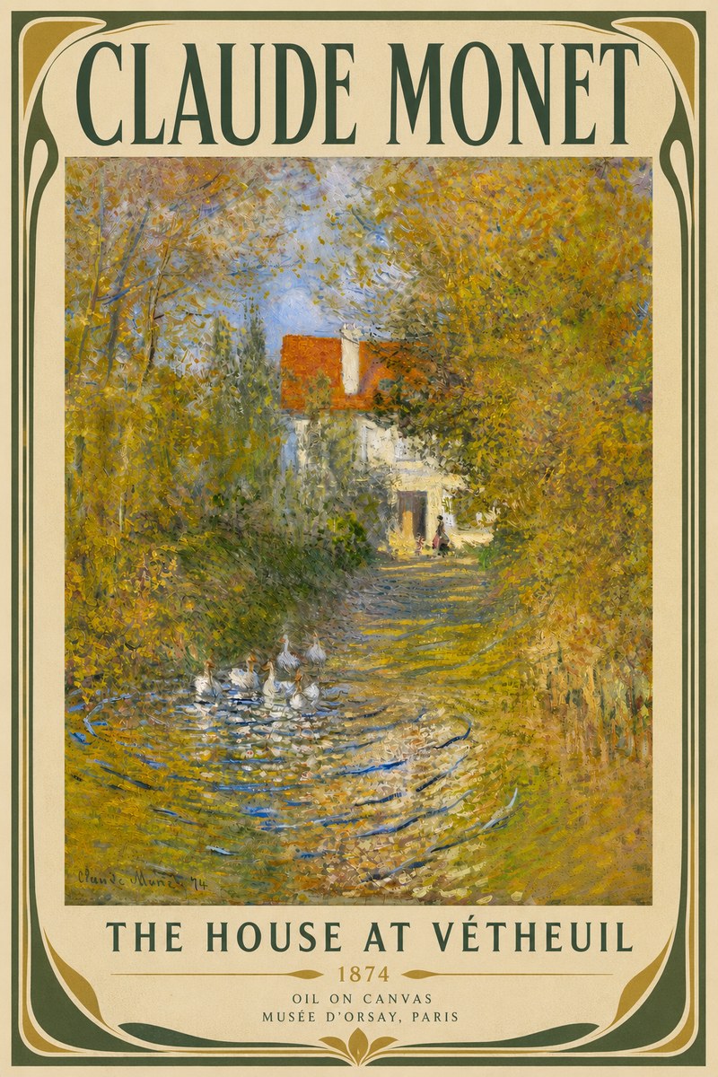 Monet The House at Vétheuil No4 - Póster