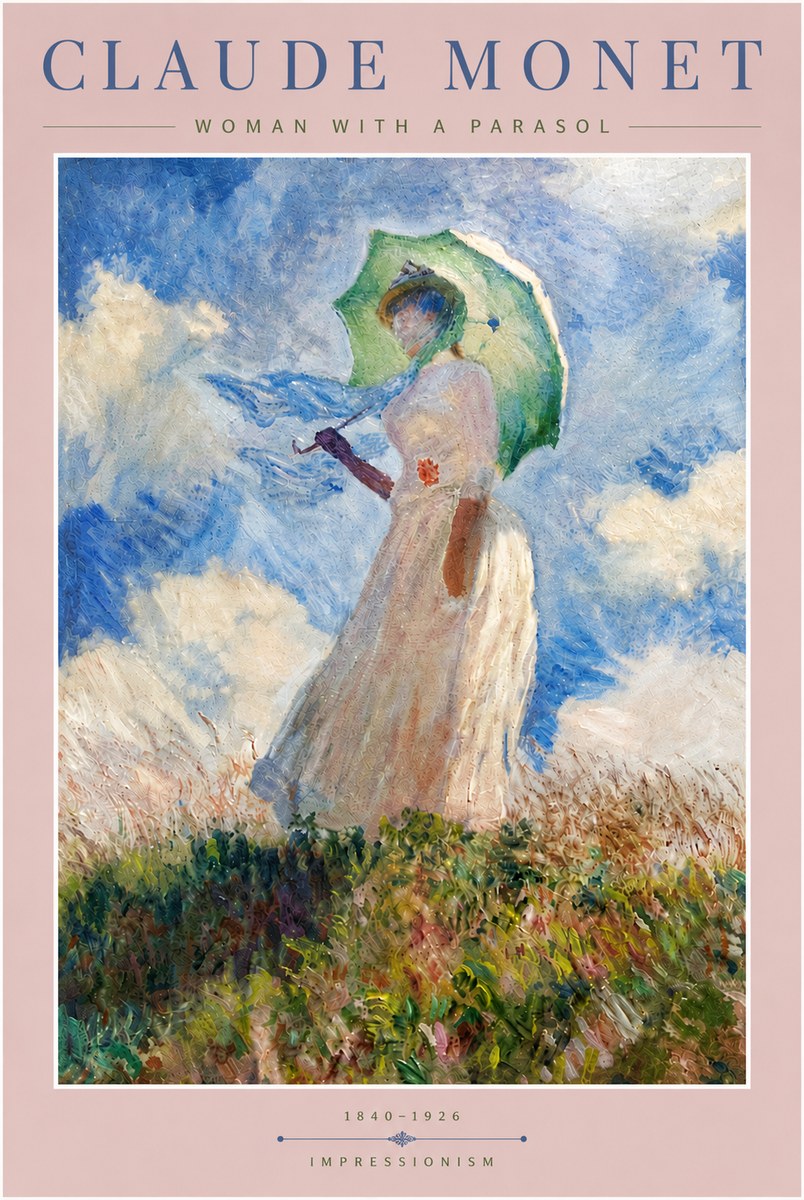 Monet Woman with a Parasol No5 - Póster