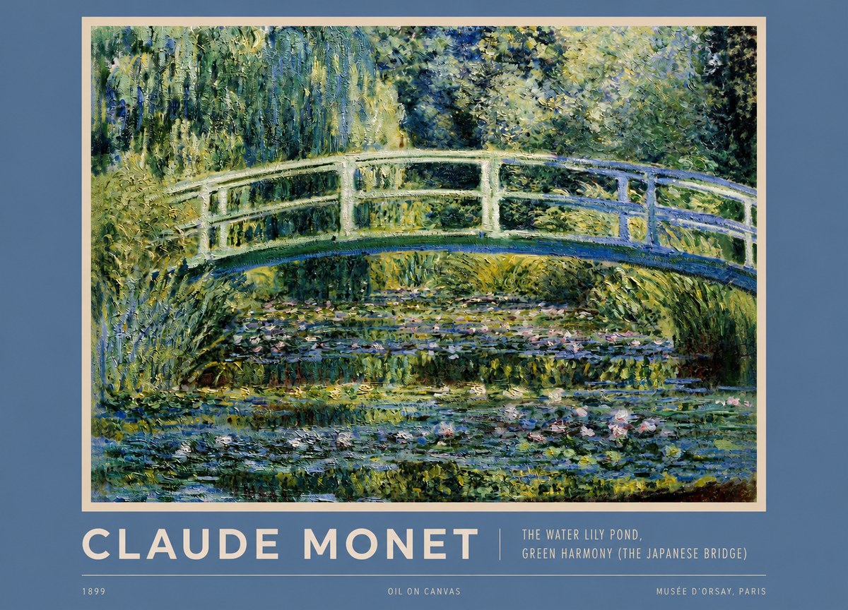 Monet The Water Lily Pond, Green Harmony (the Japanese Bridge) No2 - Póster