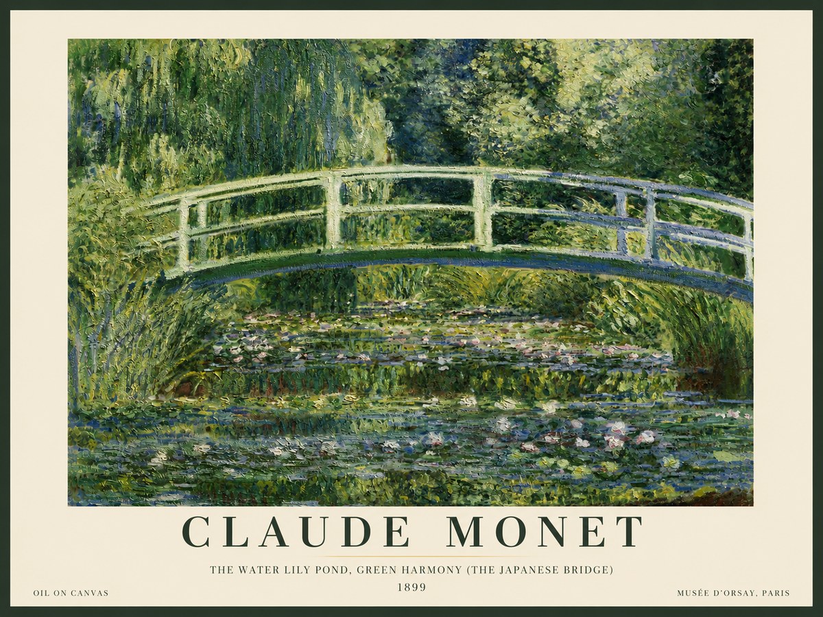 Monet The Water Lily Pond, Green Harmony (the Japanese Bridge) No3 - Póster