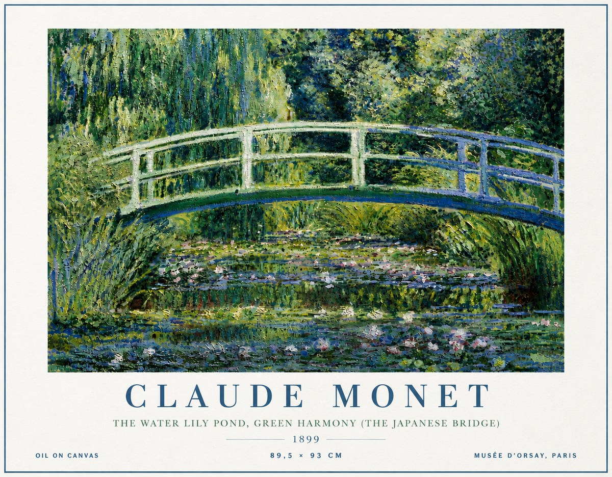 Monet The Water Lily Pond, Green Harmony (the Japanese Bridge) No6 - Póster