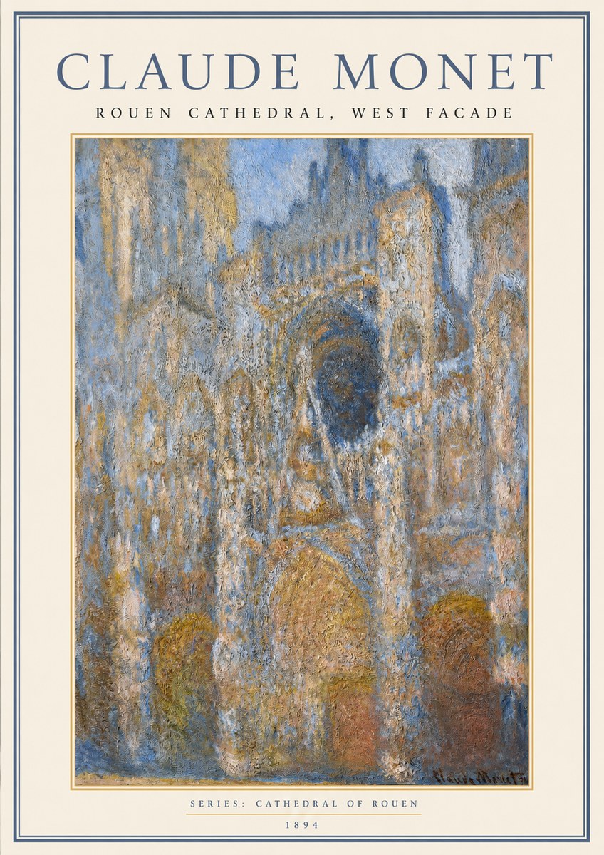 Monet Rouen Cathedral, West Facade No1 - Póster