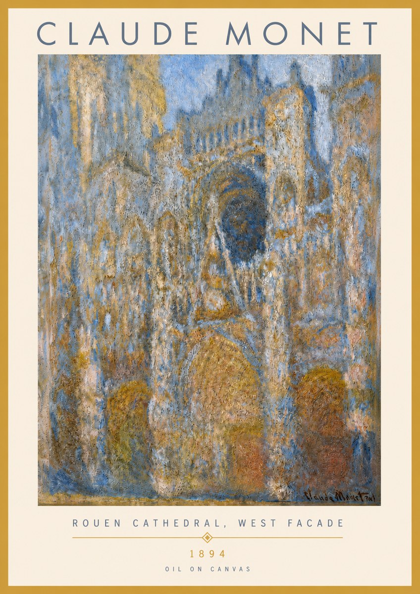 Monet Rouen Cathedral, West Facade No3 - Póster