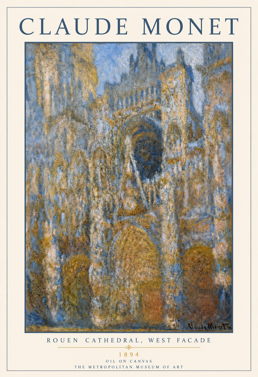 Monet Rouen Cathedral, West Facade No6 - Póster