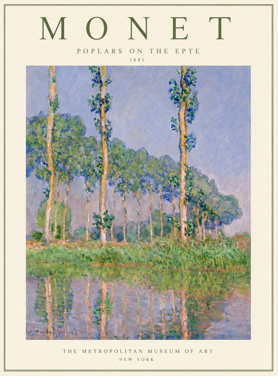 Monet Poplars on the Epte No4 - Póster