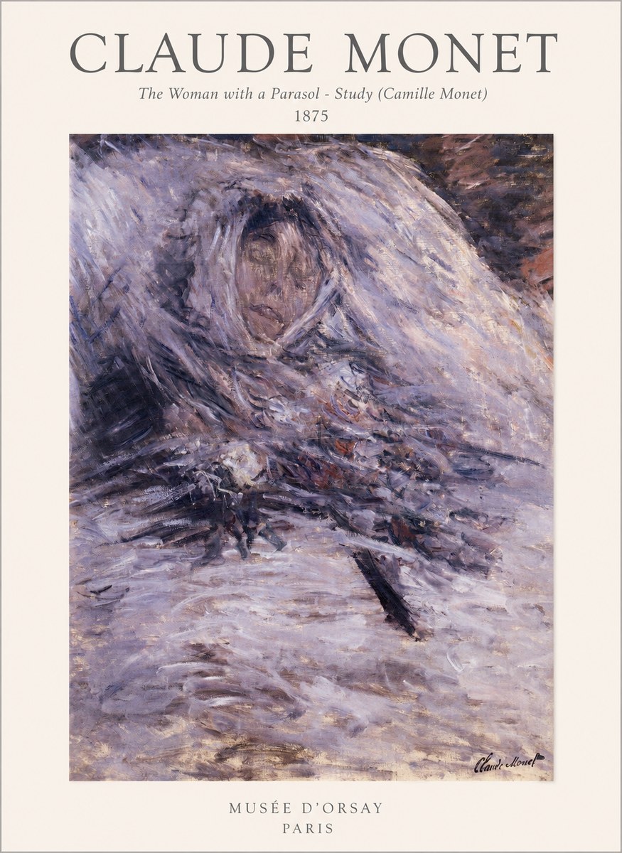 Monet The Woman with a Parasol - Study (Camille Monet) No1 - Póster