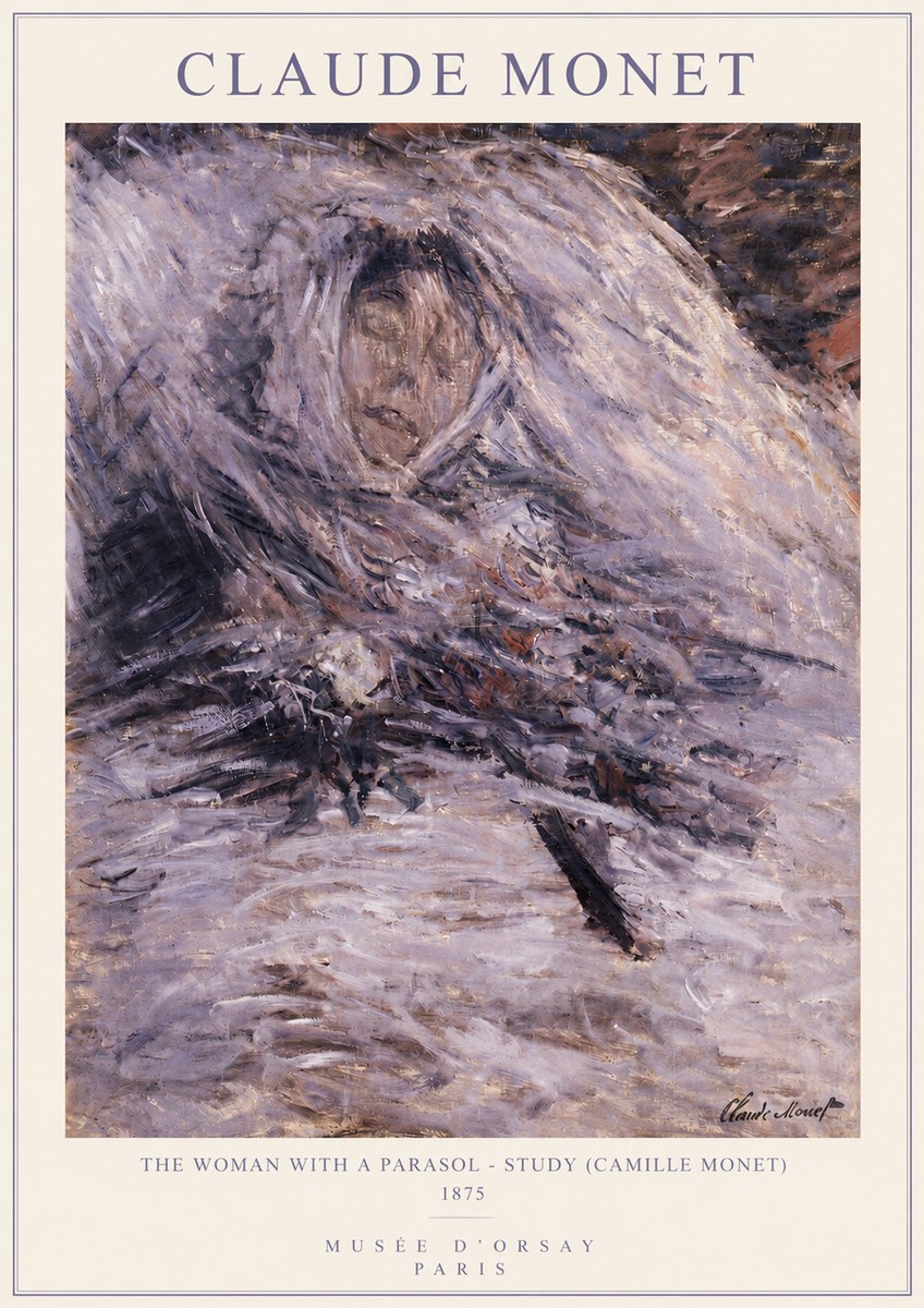 Monet The Woman with a Parasol - Study (Camille Monet) No3 - Póster