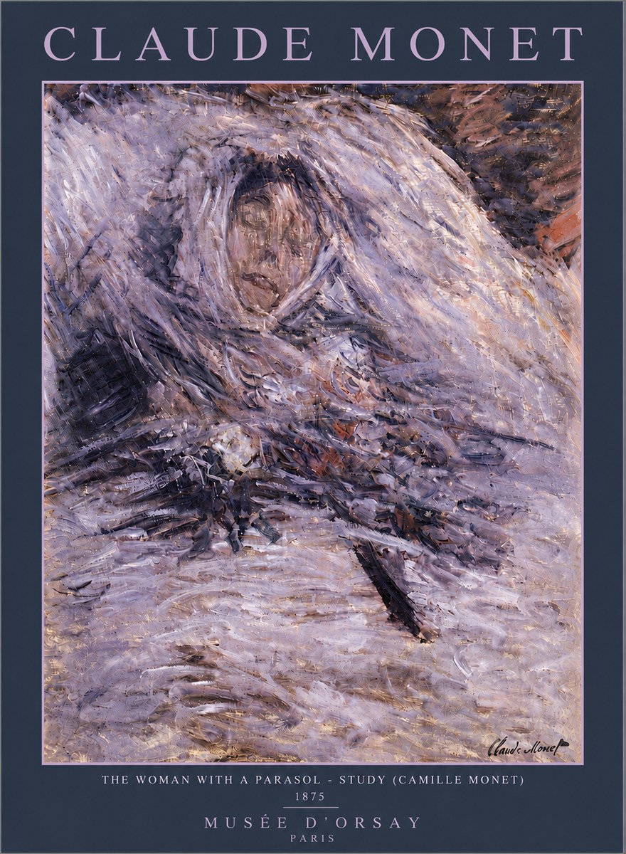 Monet The Woman with a Parasol - Study (Camille Monet) No5 - Póster