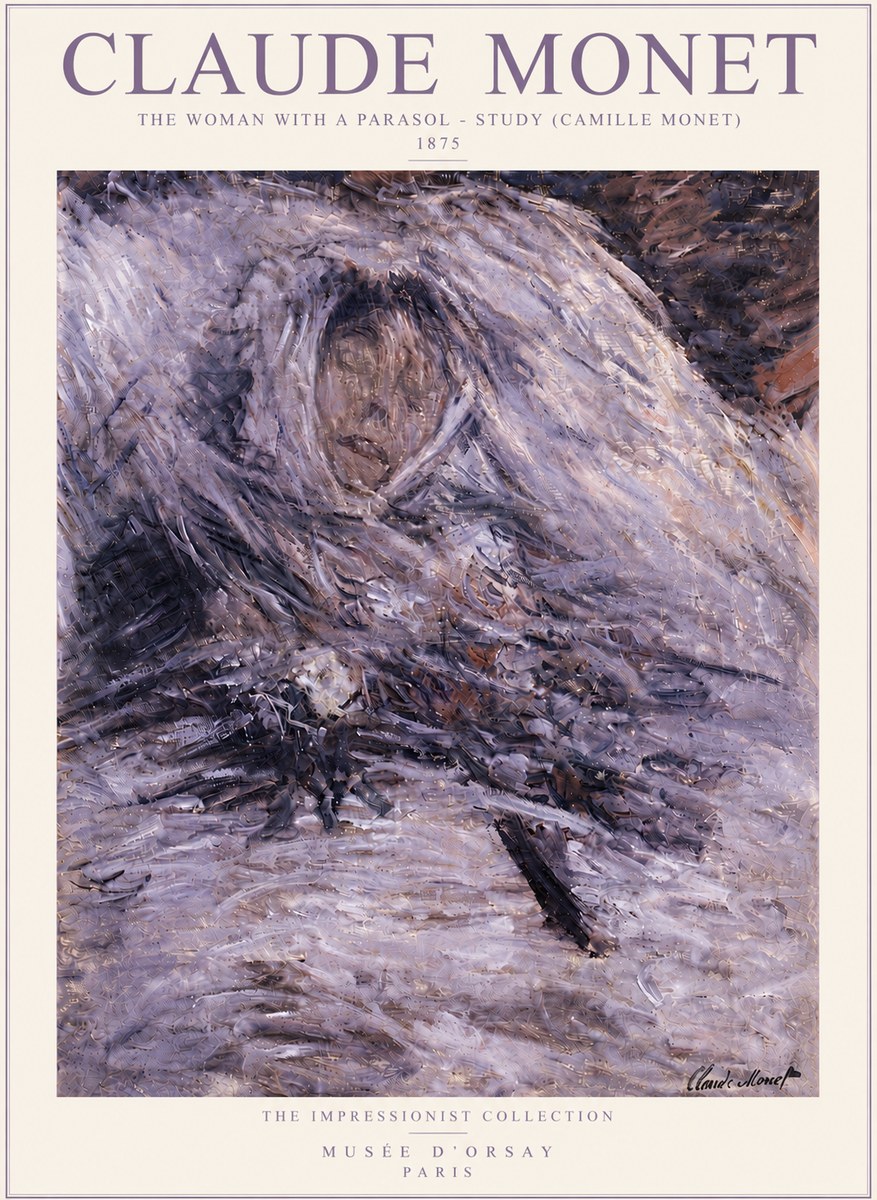 Monet The Woman with a Parasol - Study (Camille Monet) No6 - Póster