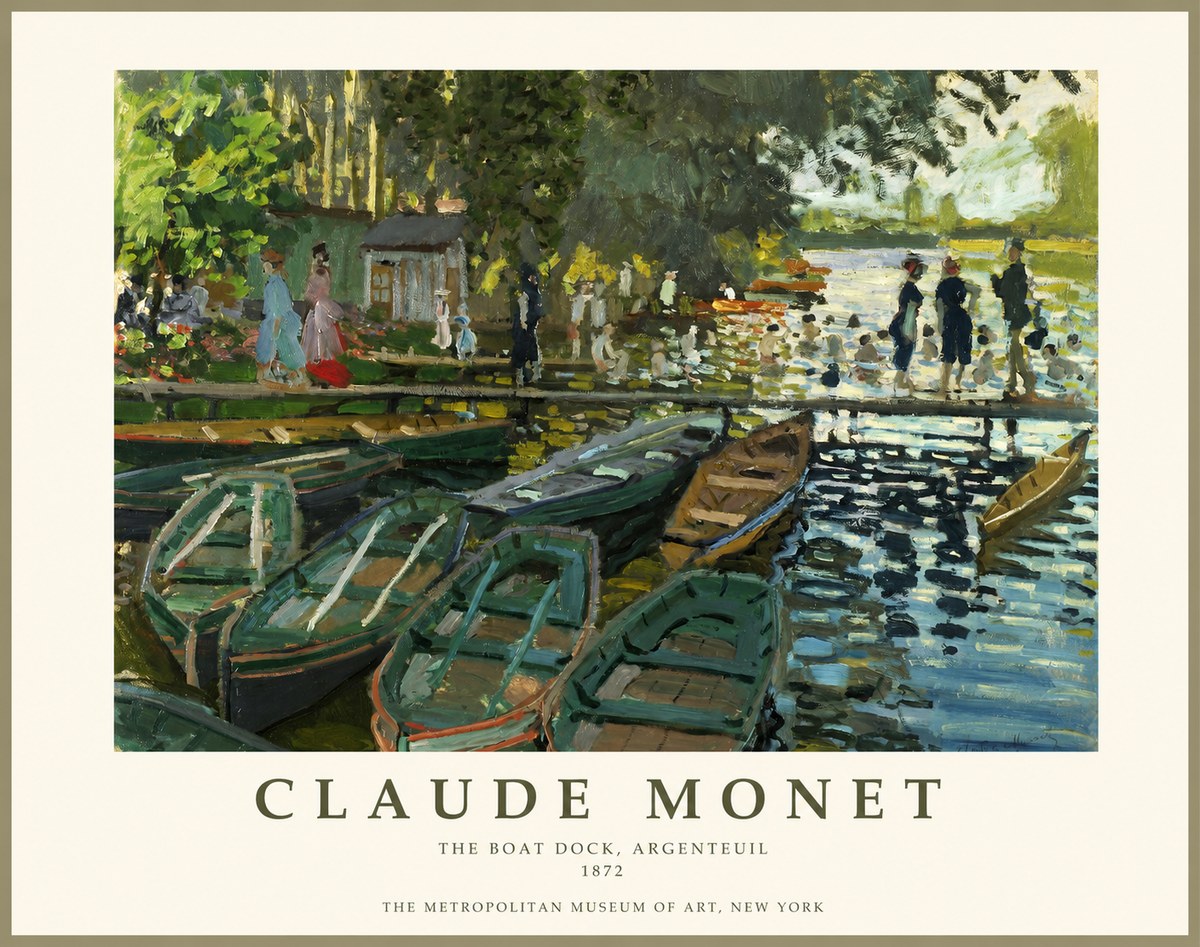 Monet The Boat Dock, Argenteuil No1 - Póster