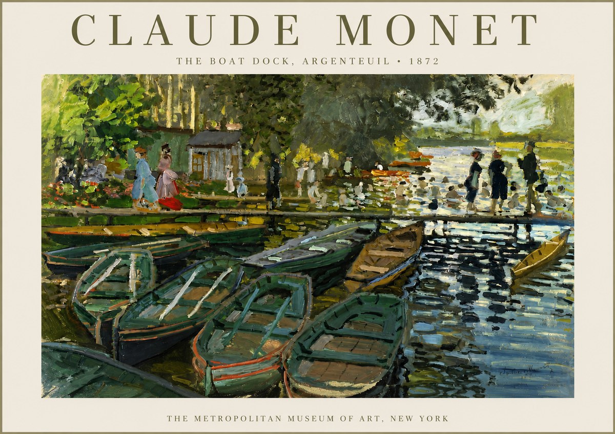 Monet The Boat Dock, Argenteuil No3 - Póster