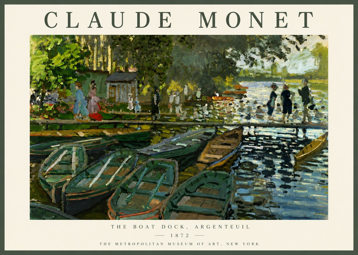 Monet The Boat Dock, Argenteuil No4 - Póster