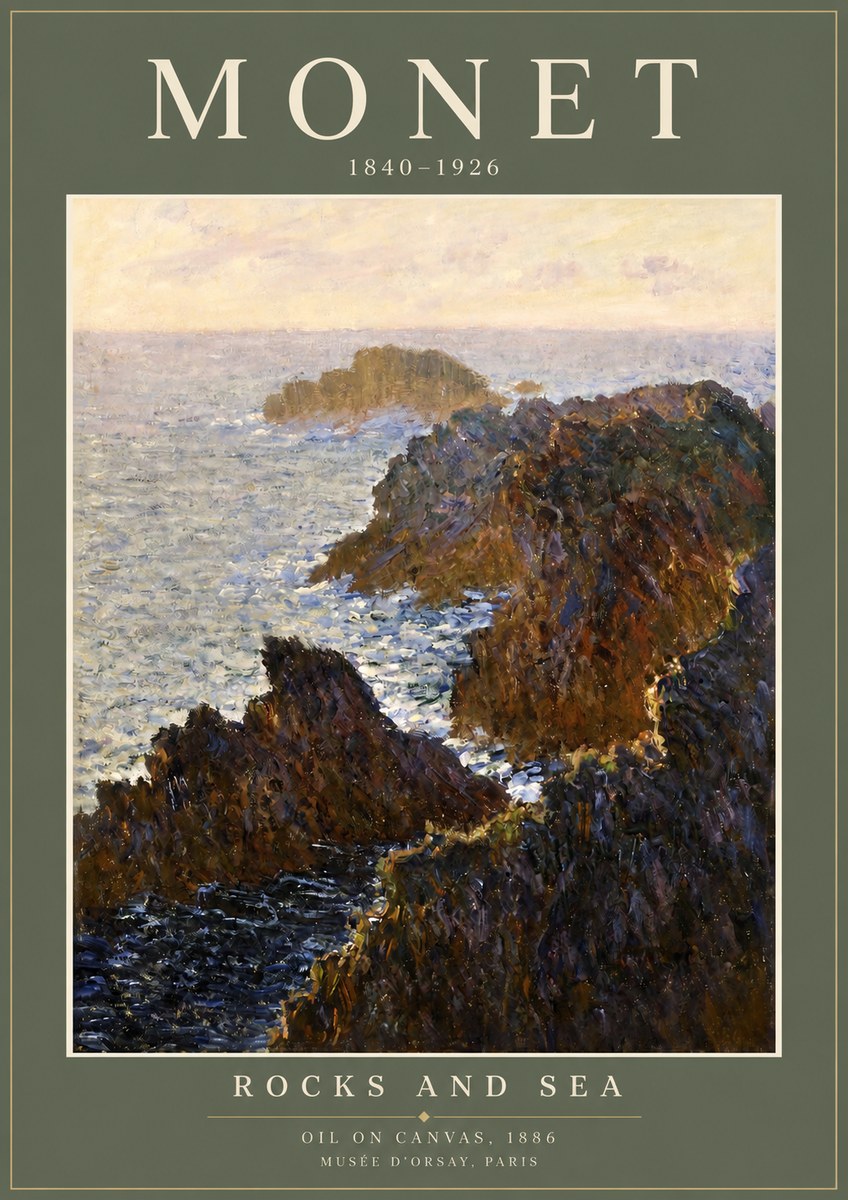 Monet Rocks and Sea No2 - Póster