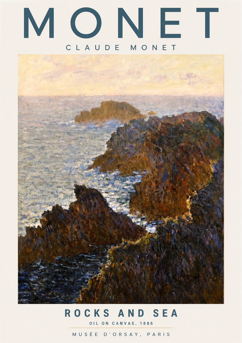 Monet Rocks and Sea No4 - Póster