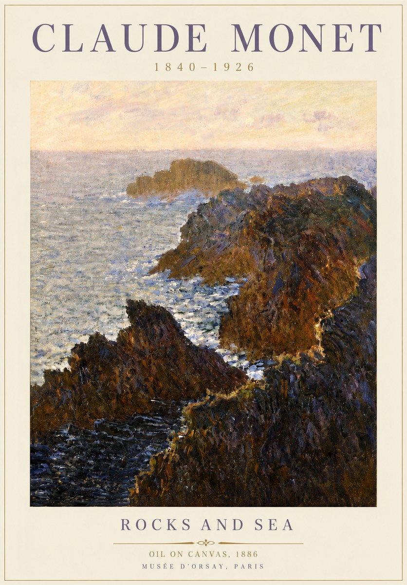 Monet Rocks and Sea No5 - Póster