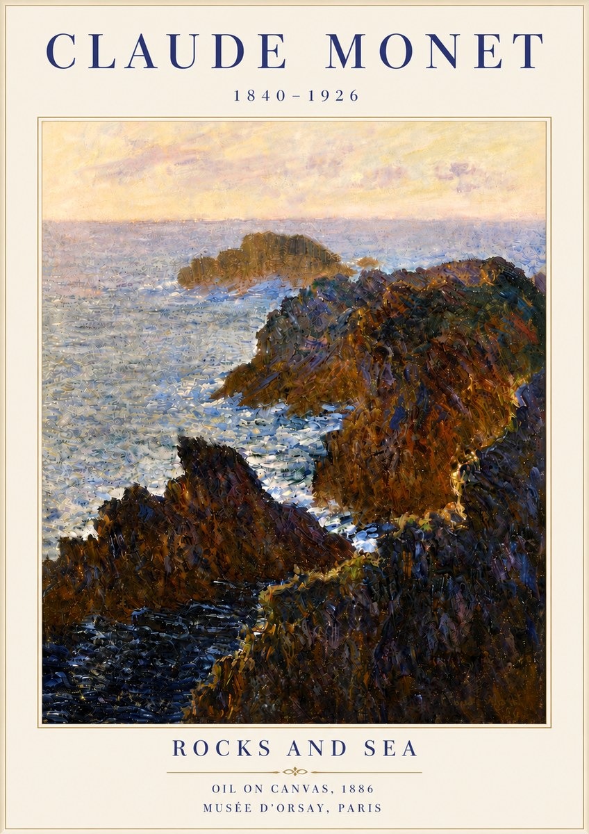 Monet Rocks and Sea No6 - Póster