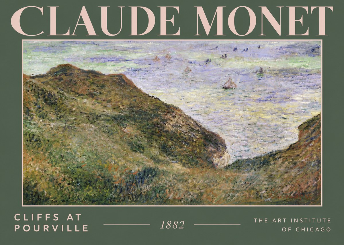 Monet Cliffs at Pourville II No4 - Póster