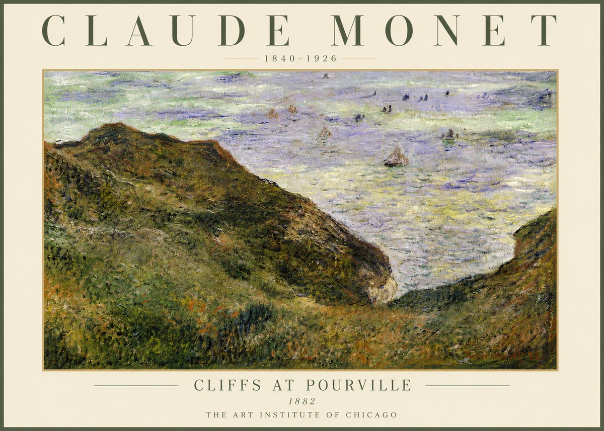 Monet Cliffs at Pourville II No6 - Póster