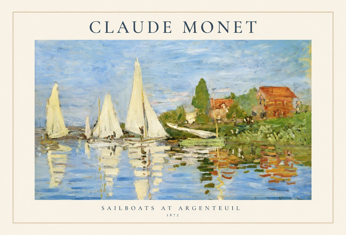 Monet Sailboats at Argenteuil No1 - Póster