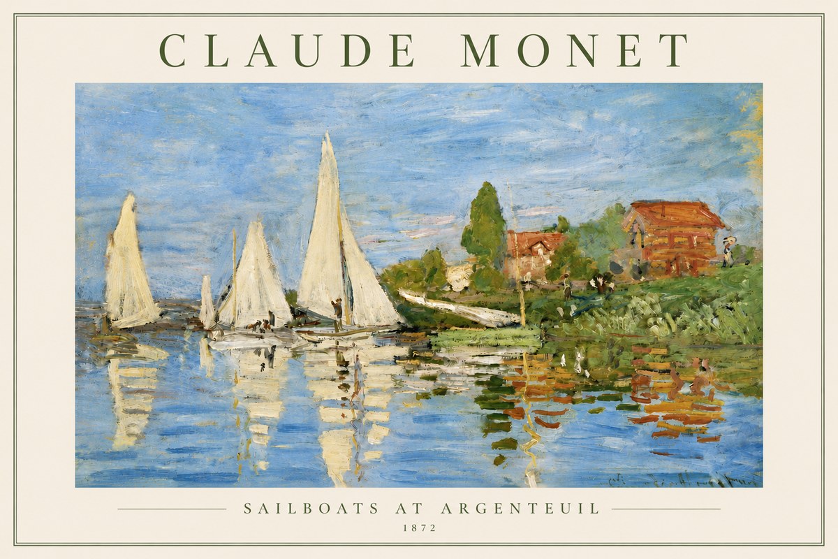 Monet Sailboats at Argenteuil No3 - Póster