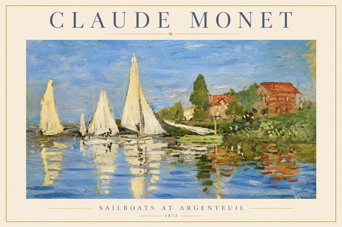 Monet Sailboats at Argenteuil No5 - Póster