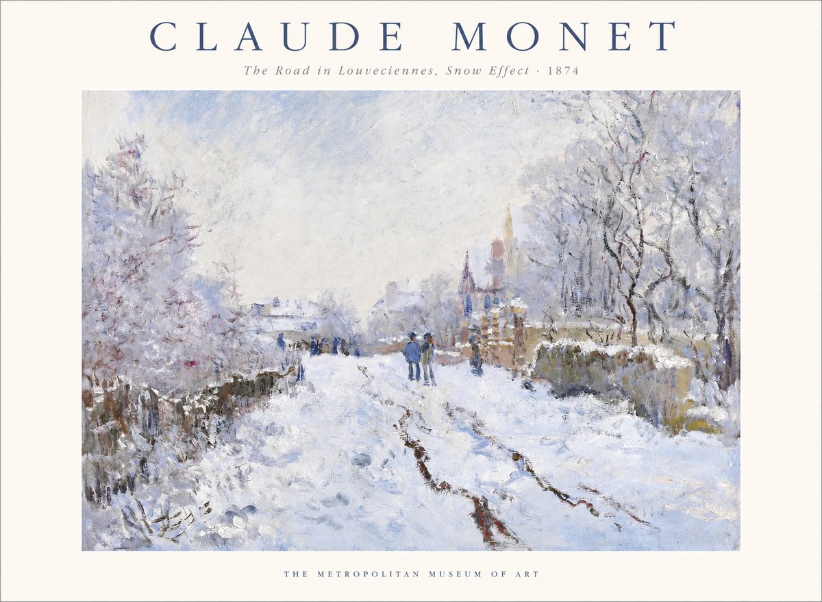 Monet The Road in Louveciennes, Snow Effect No1 - Póster