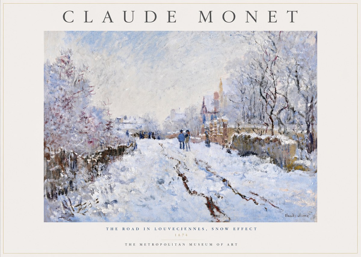 Monet The Road in Louveciennes, Snow Effect No3 - Póster