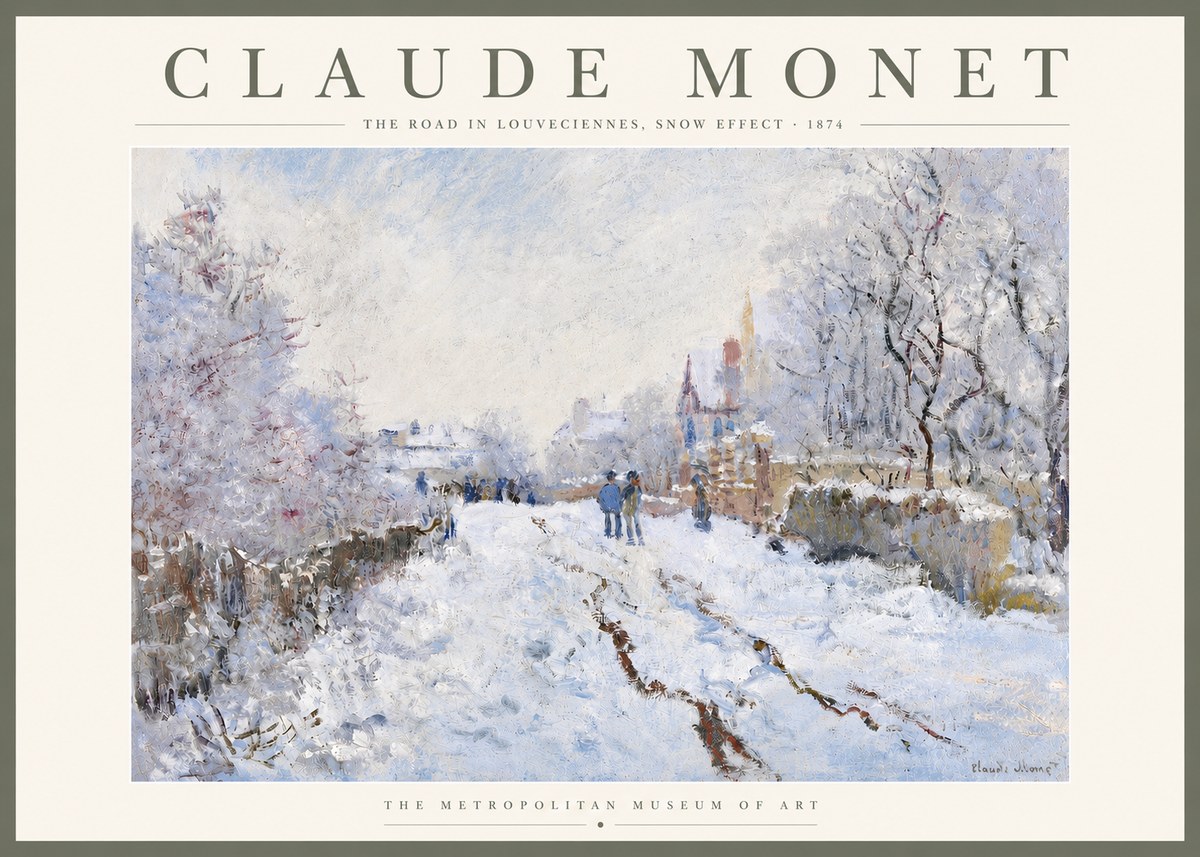 Monet The Road in Louveciennes, Snow Effect No5 - Póster