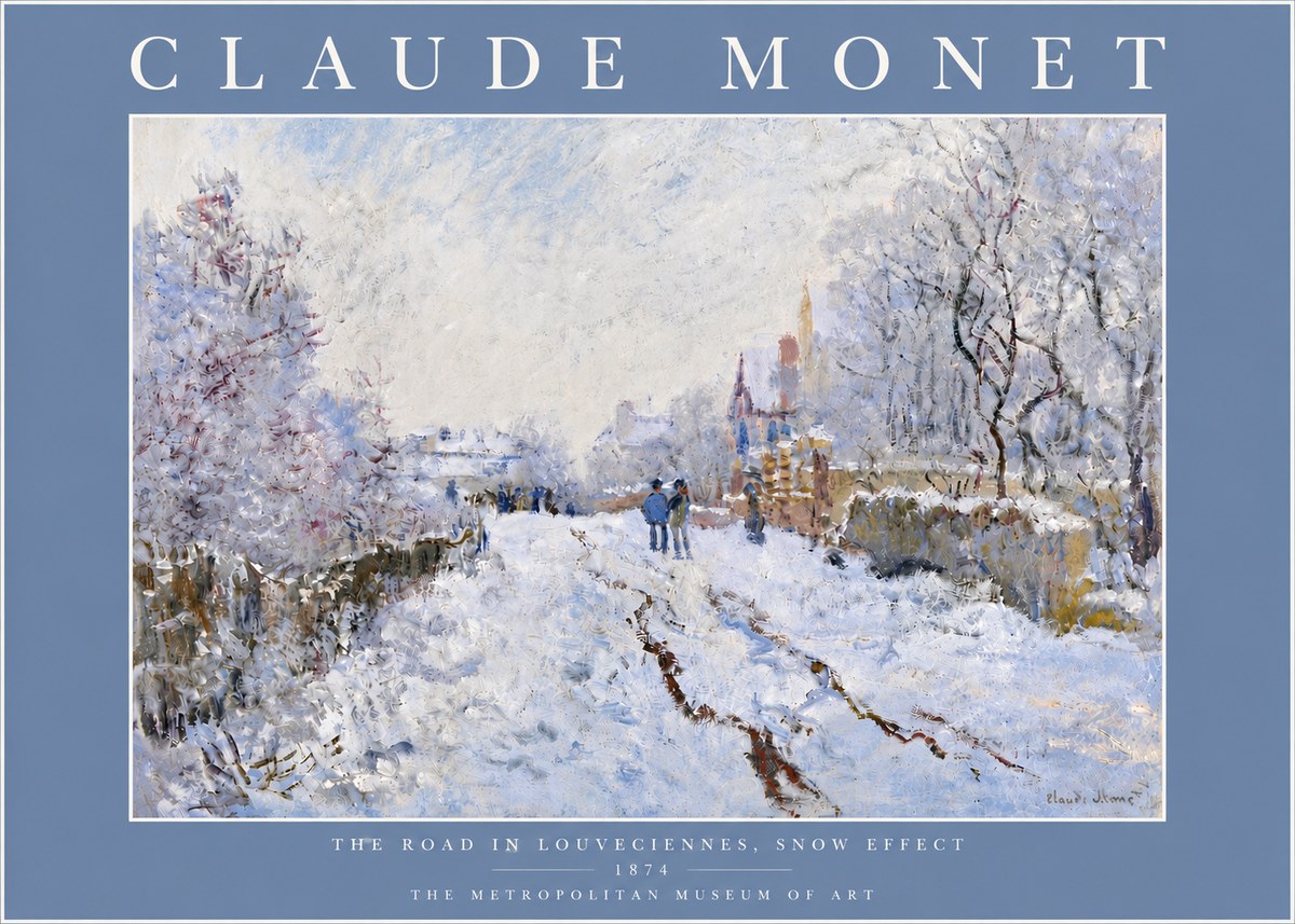 Monet The Road in Louveciennes, Snow Effect No6 - Póster
