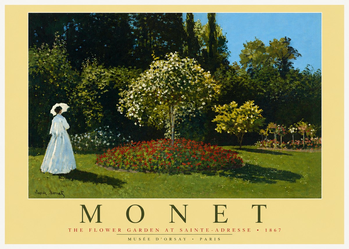 Monet The Flower Garden at Sainte-adresse No5 - Póster