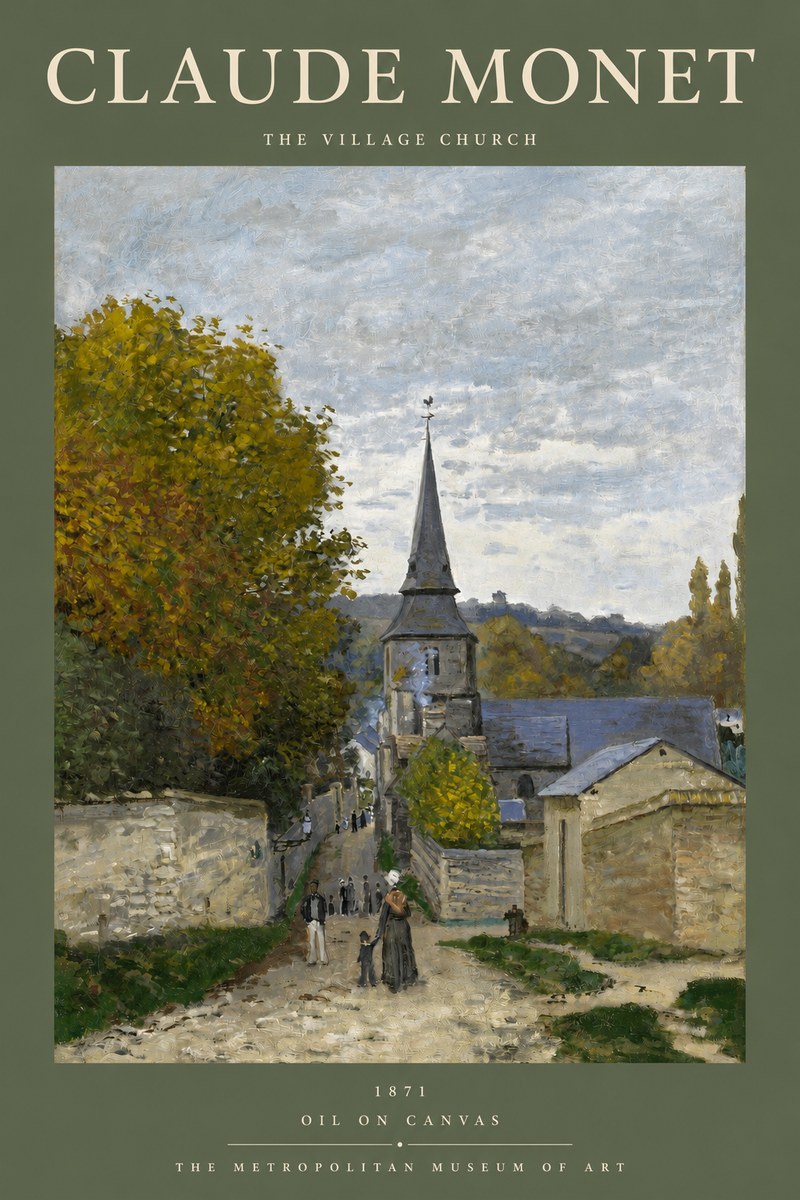 Monet The Village Church No2 - Póster
