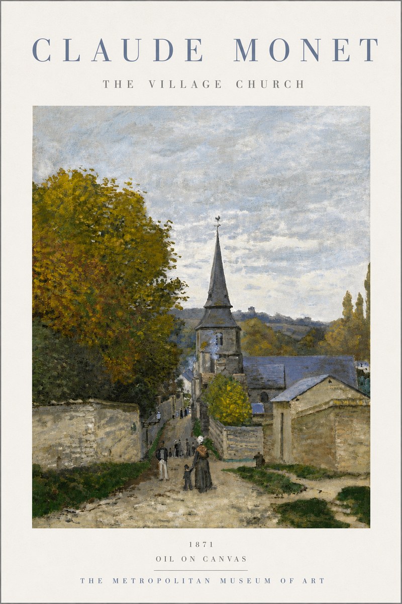 Monet The Village Church No5 - Póster
