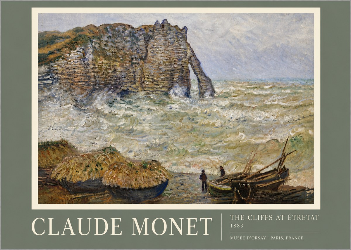 Monet The Cliffs at Etretat No5 - Póster